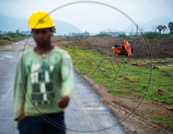 Road works near AMrita University Construction Site, Amaravati