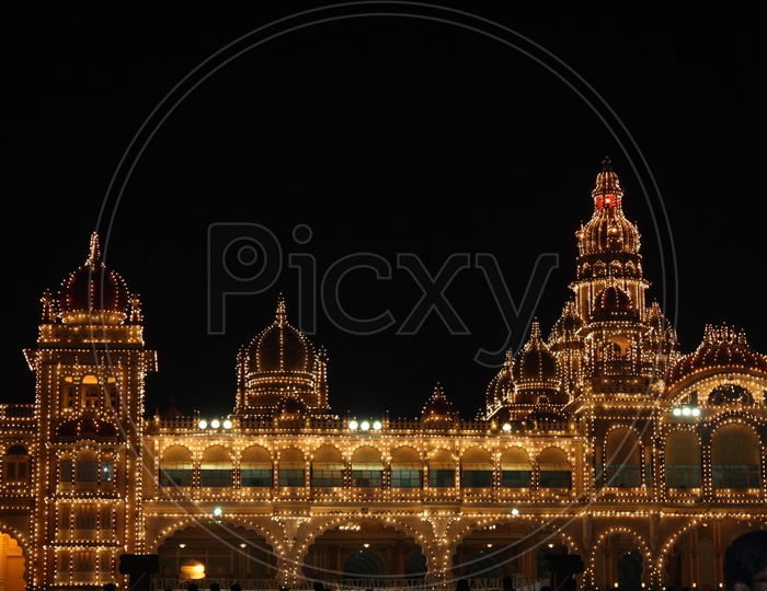 Mysore Palace lit during Dasara