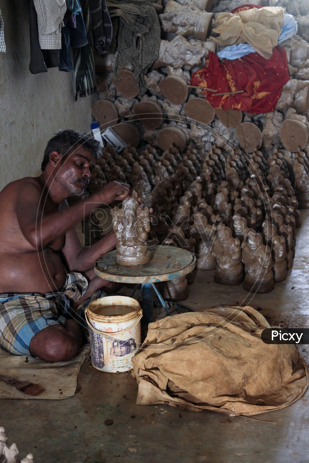 Eco friendly Ganesha - clay idol making