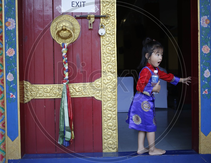 A child enters a monastery in Delhi