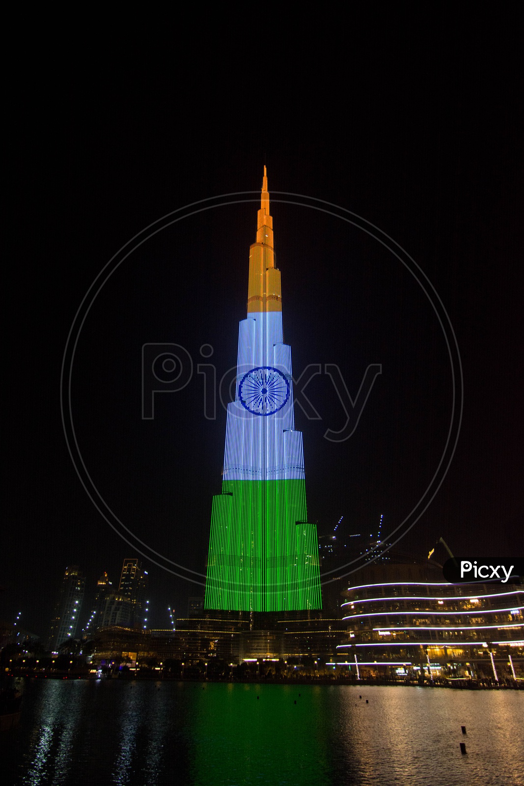 Tri color on Burj Khalifa