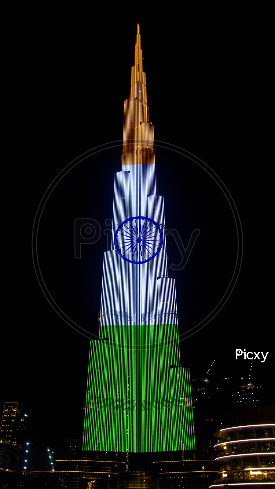 Tri color on Burj Khalifa