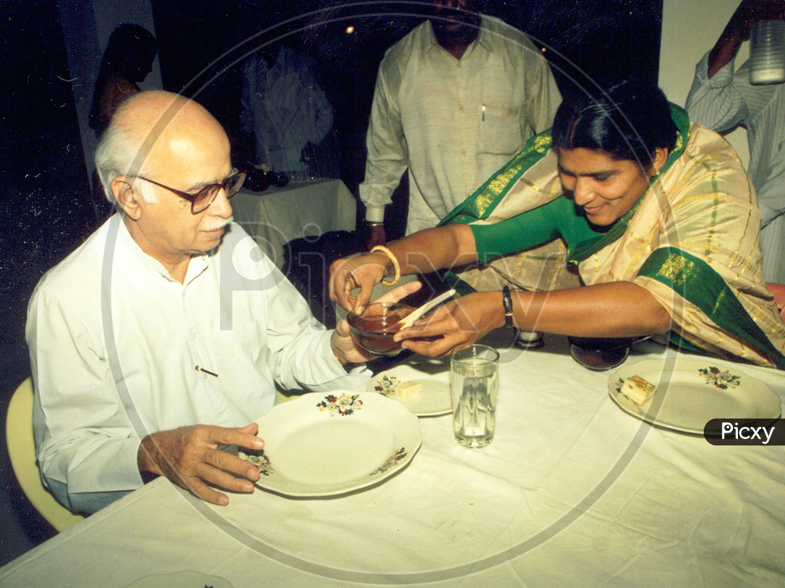 NTR Wife Lakshmi Parvathi Serving food to L.K. Advani
