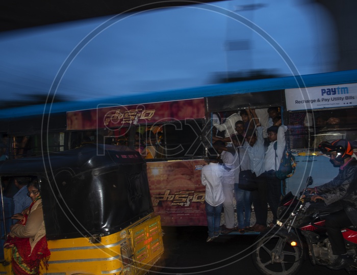 Passengers Footboarding in TSRTC Local City Buses of Hyderabad