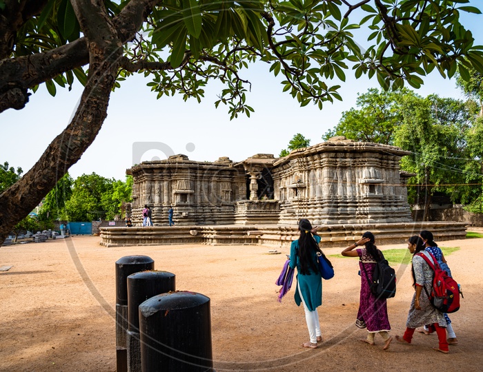 Visitors at Warangal Thousand Pillar Temple.