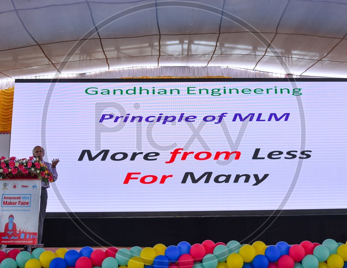 Brig. Ganesan delivering a speech at Amaravati Makers Faire