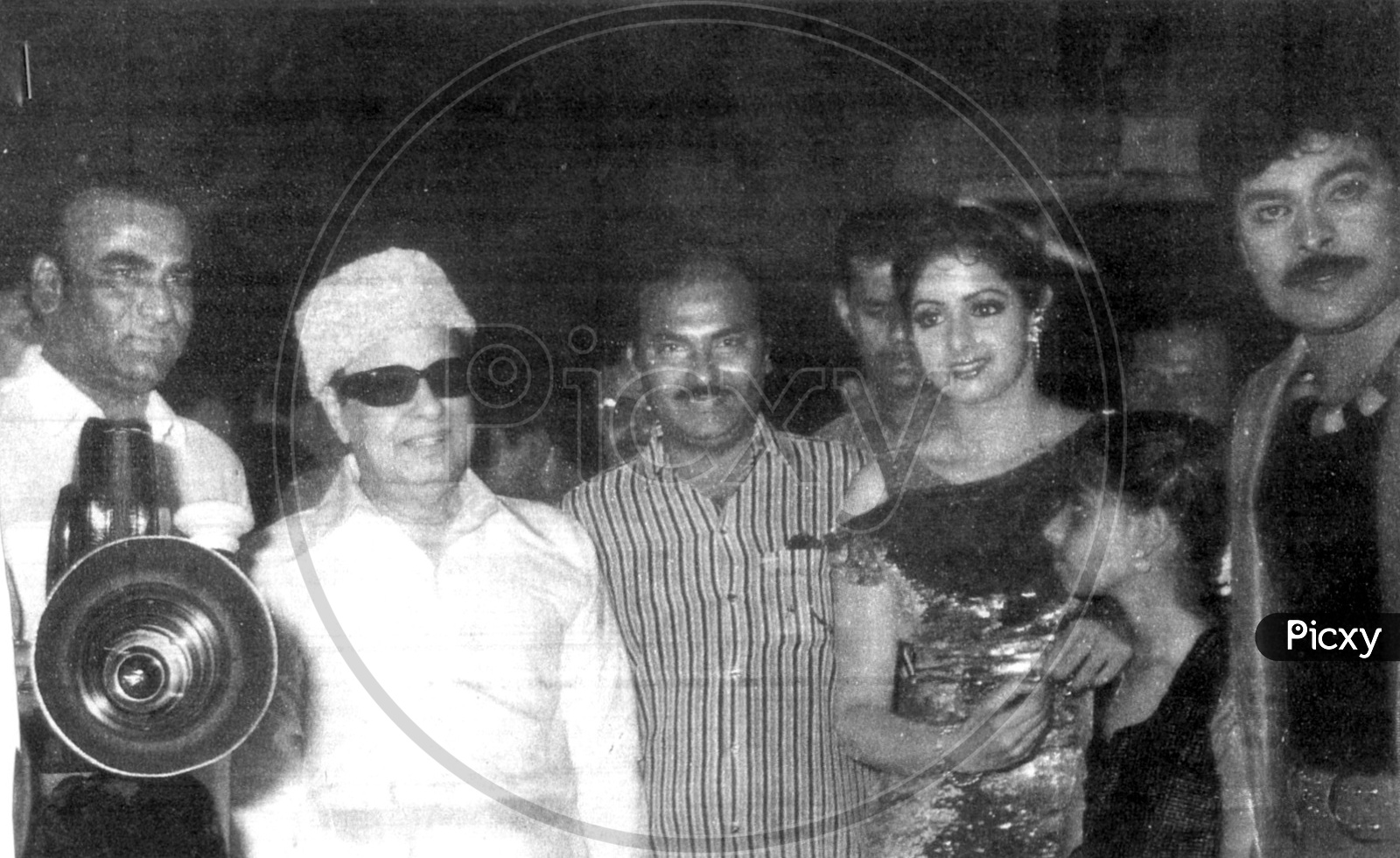 M. G. Ramachandran (Former Chief Minister of Tamil Nadu) with Chiranjeevi and Sridevi