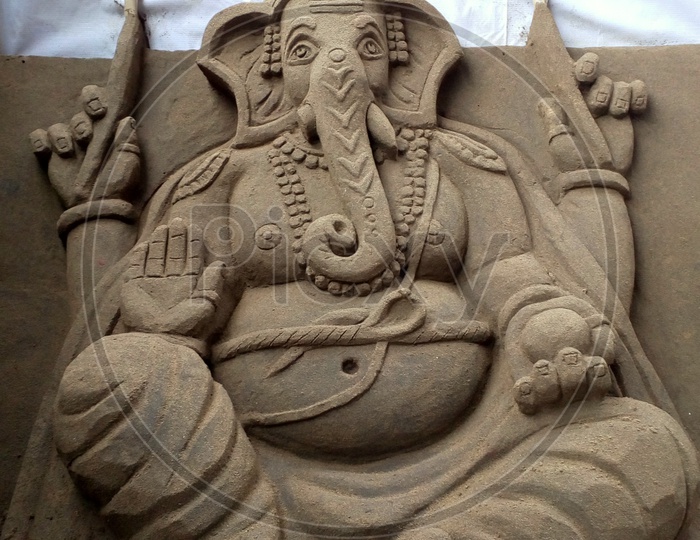 Sand sculpture of Ganesha
