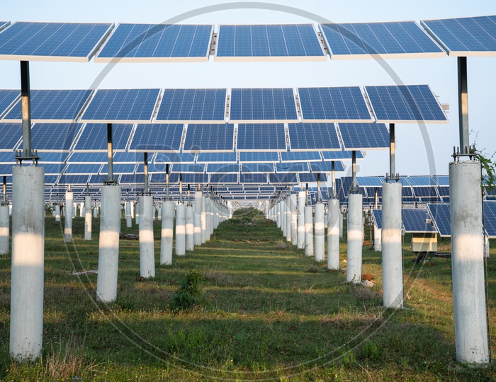 Solar Panels at a Solar Power Plant to produce renewable Solar Current