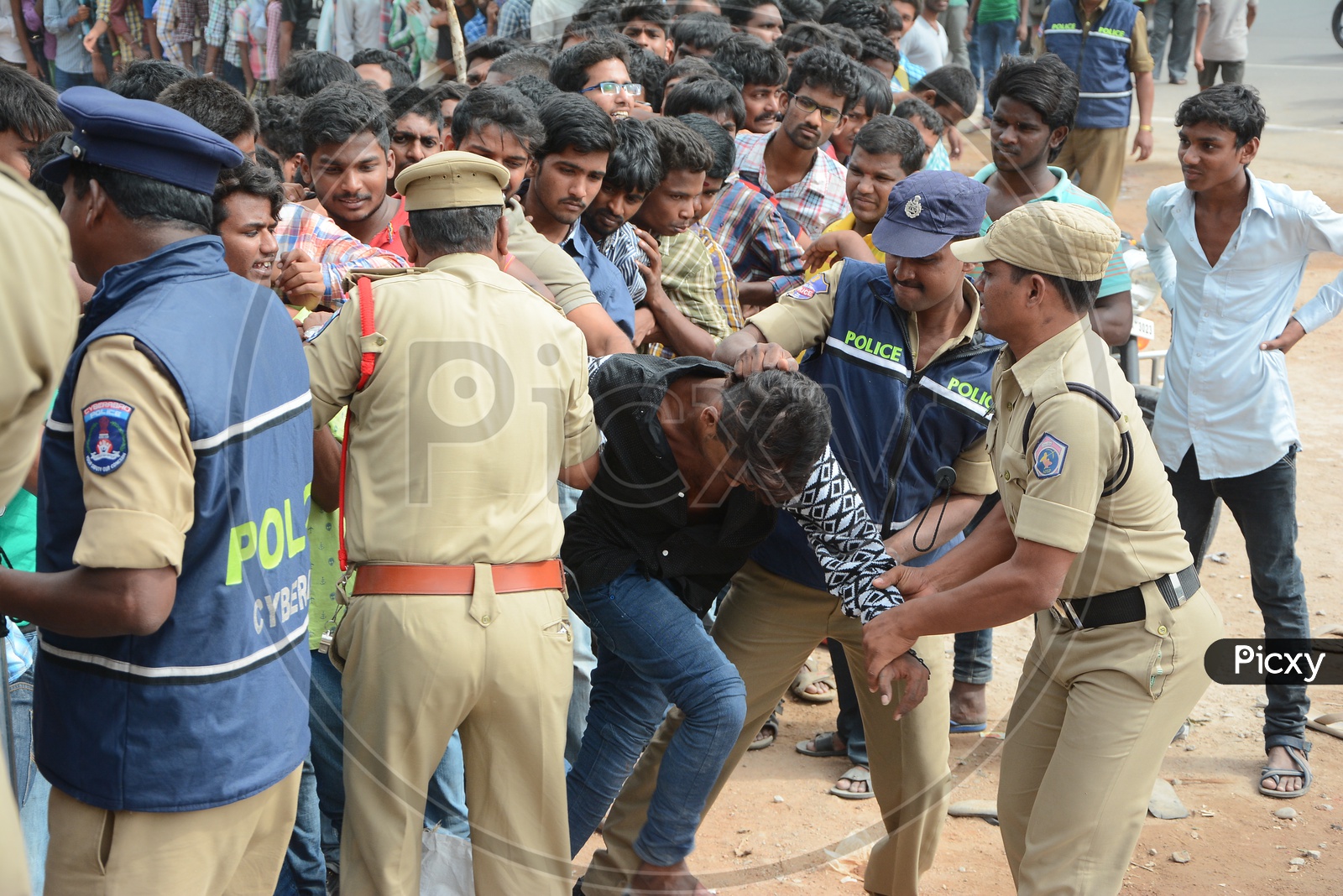 Telangana Police Controlling the Crowd