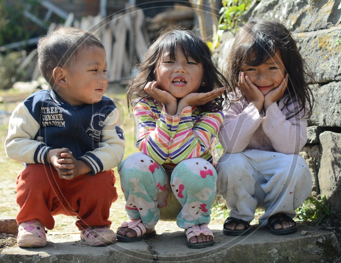 Happy Smiling Naga Tribe Children
