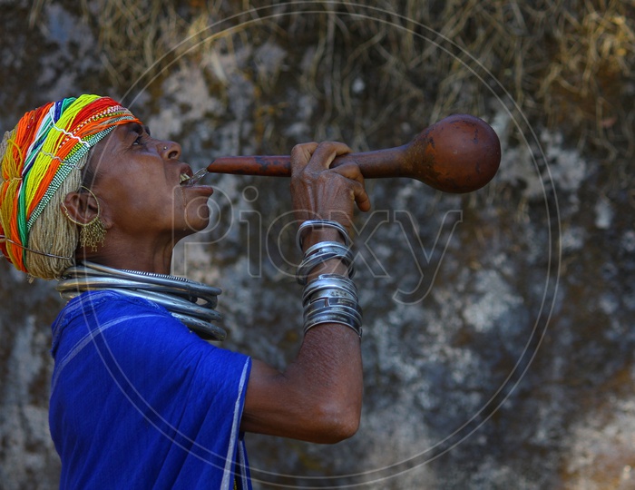 Bonda Tribal Woman Drinking Water
