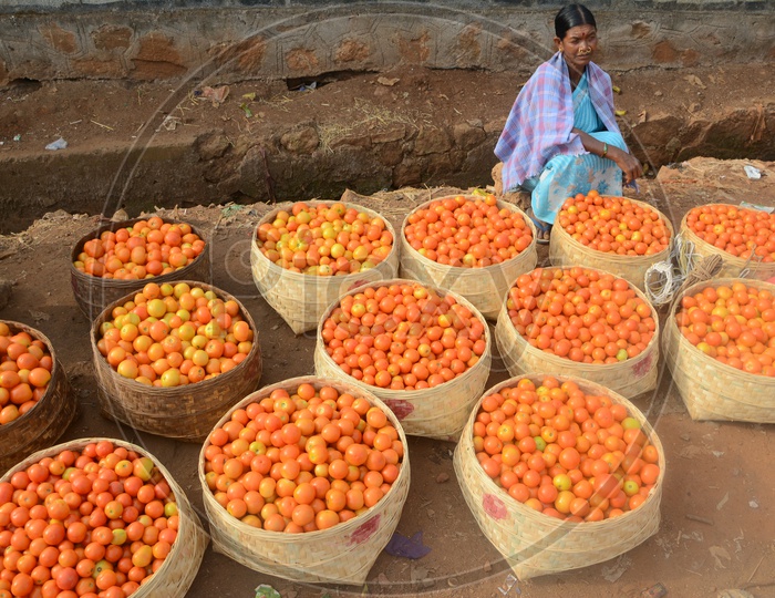 Tribal Woman Selling Tomatoes