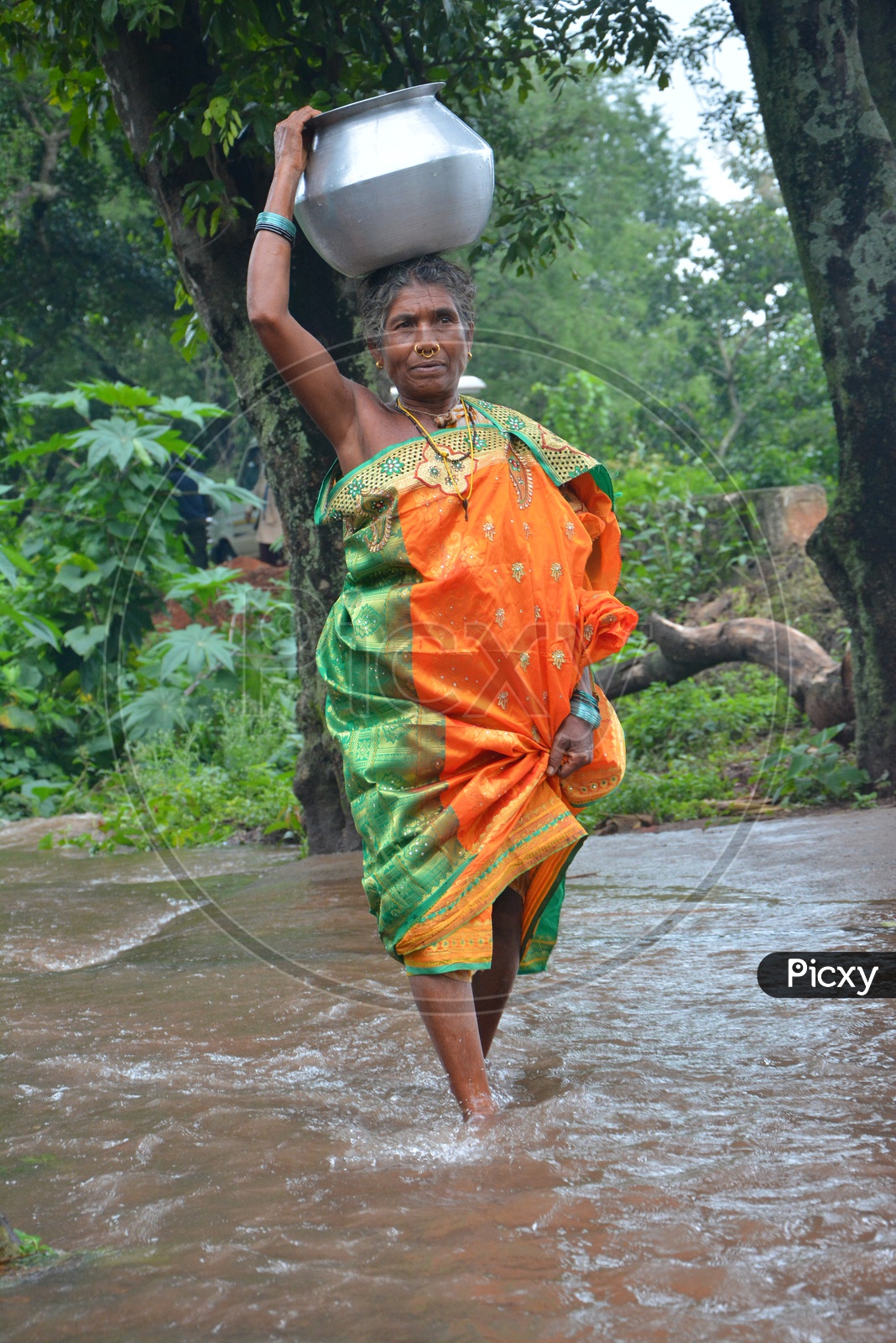 Tribal Woman carrying water on her head