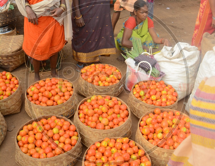 Tribal Woman Selling Tomatoes