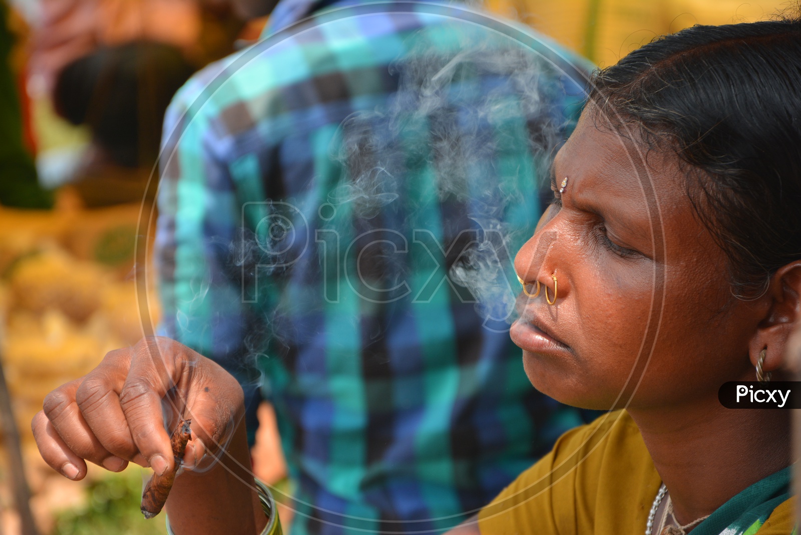 Araku Tribal Woman Smoking