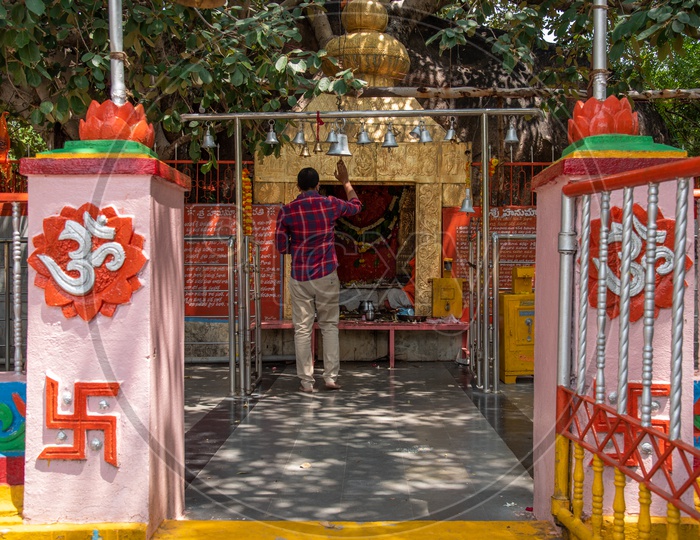 a pilgrim/devotee in Hanuman Temple,Kondapur
