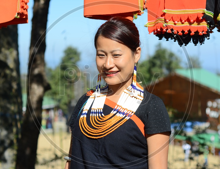 Smiling Nagaland Woman in Traditional Attire
