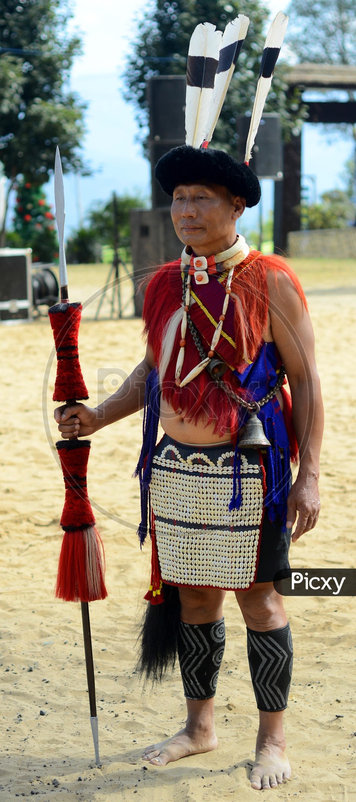 Tribal man from Nagaland in his traditional costume at the annual Hornbill  festival in Nagaland Stock Photo - Alamy