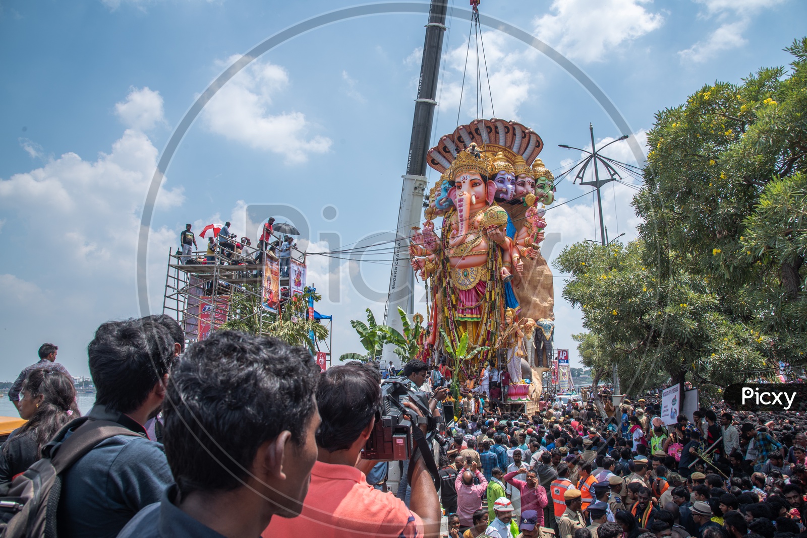 57 foot high Khairatabad ganesh Idol procession before immersion