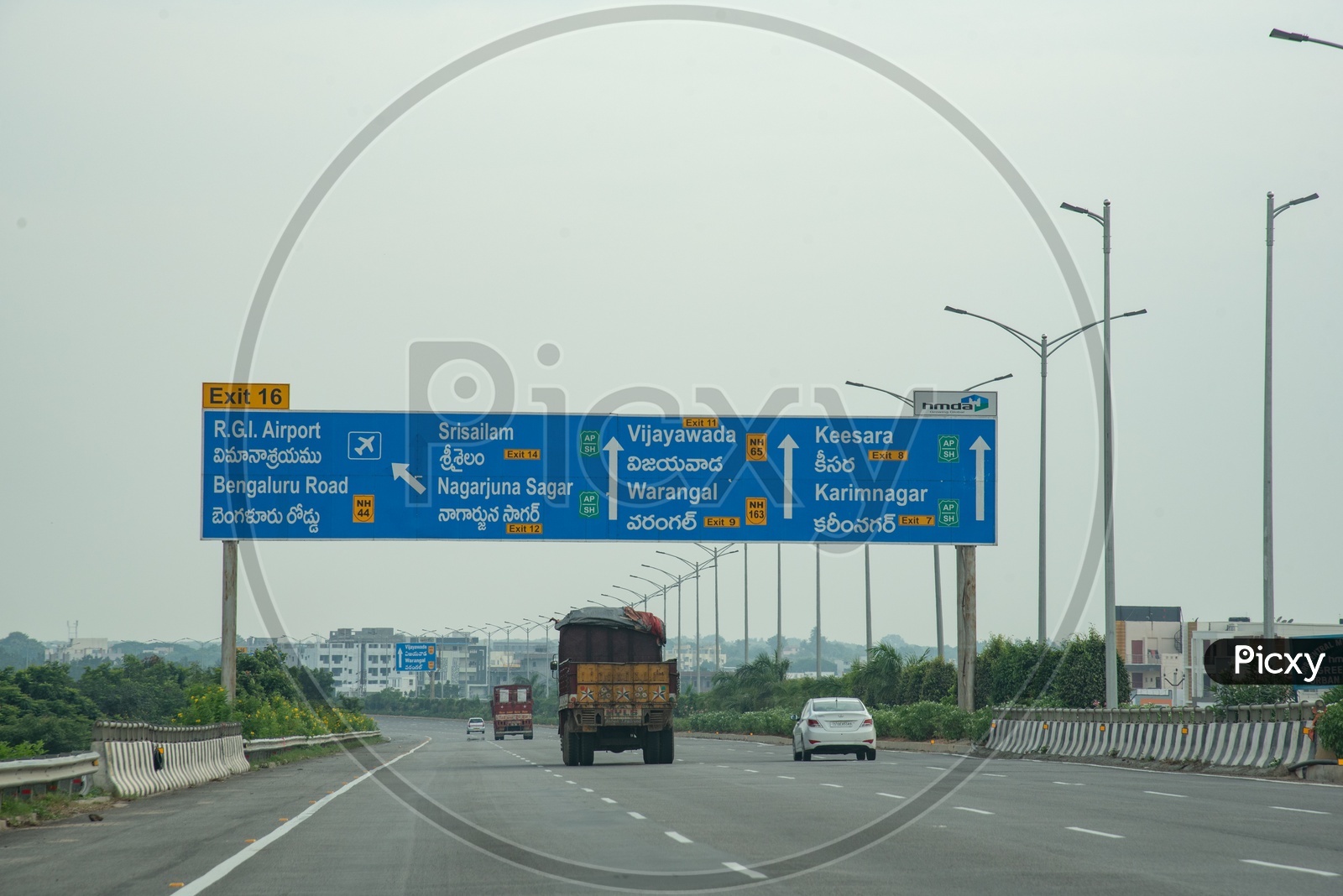 Distance Information Boards on Nehru Outer Ring Road, Hyderabad
