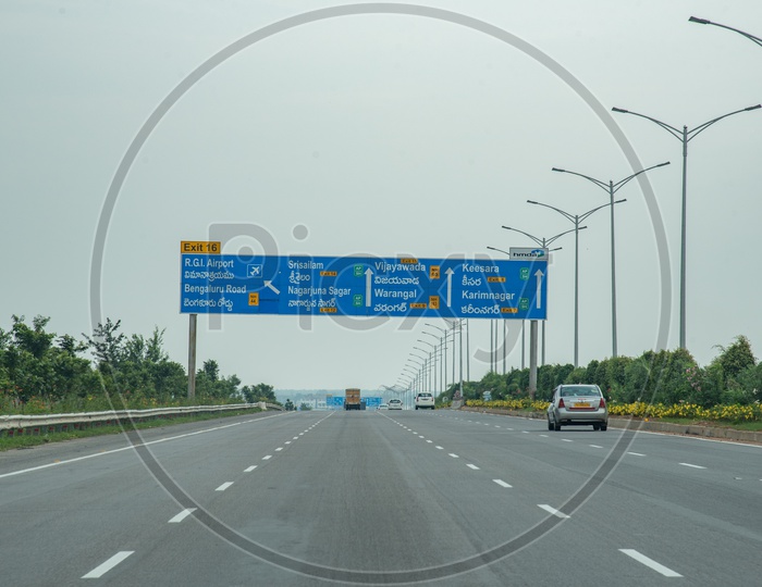 Image of Distance Information Boards on Nehru Outer Ring Road,  Hyderabad-HL840256-Picxy