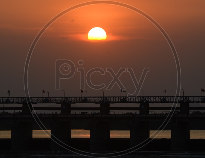 Prakasam barrage, sunset