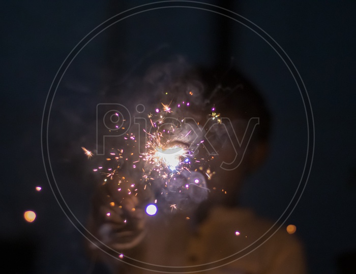 A Beautiful Closeup Shots Of Diwali Crackers Firing