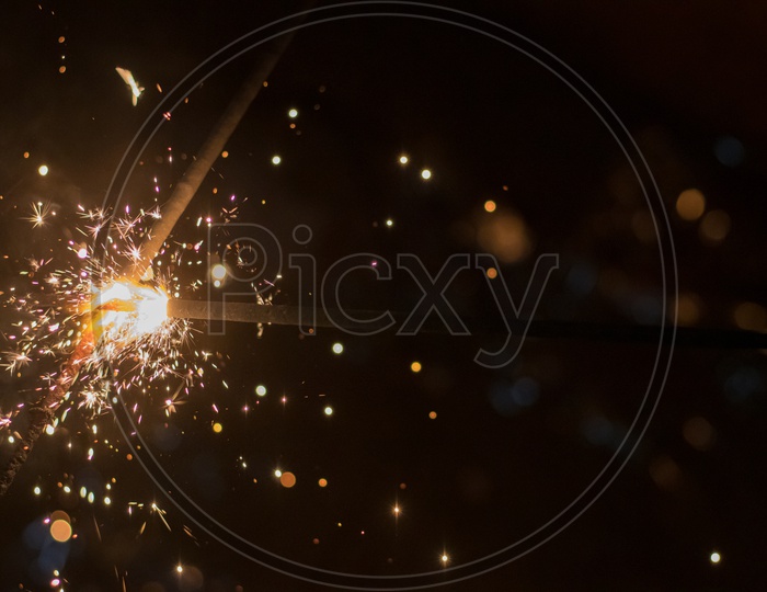A Beautiful Closeup Shot Of Diwali Crackers Firing