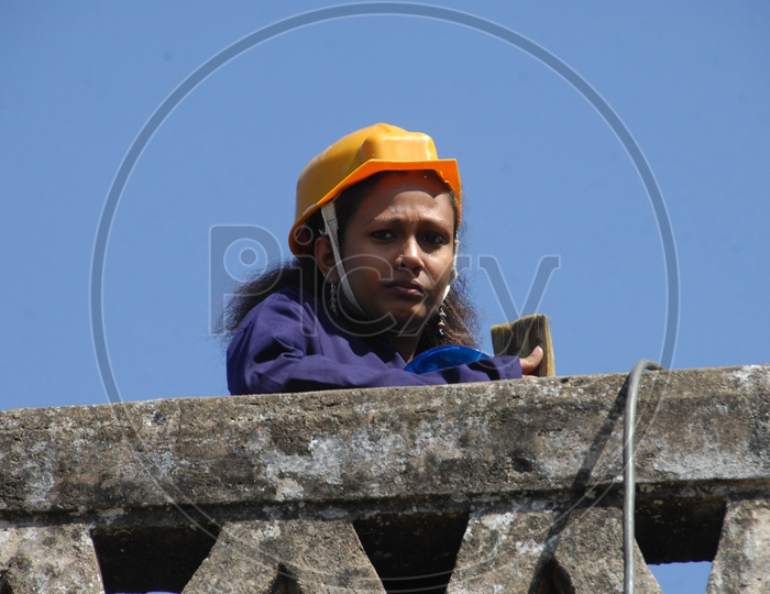 Women at construction work