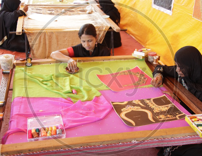 Women at saree design