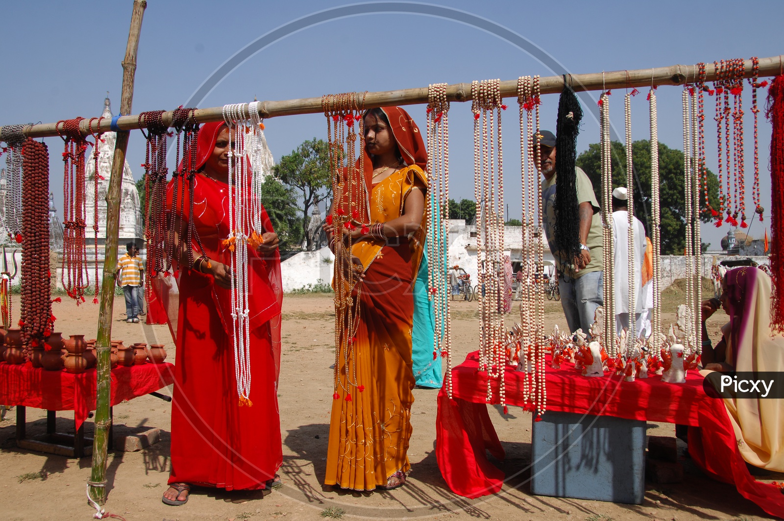 Indian Female Vendors at a Hindu Temple