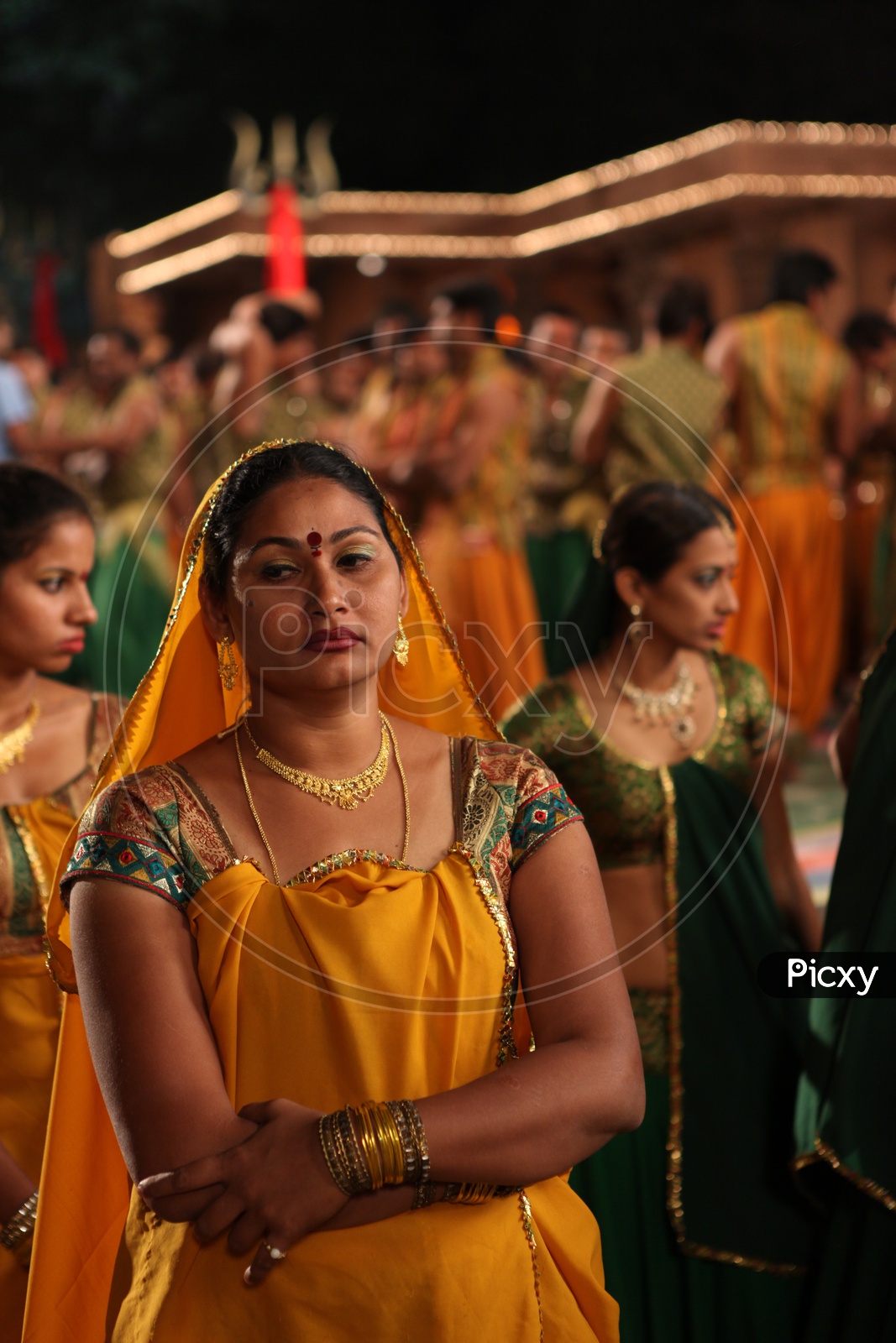 Indian woman  Dancers In A Movie Shooting