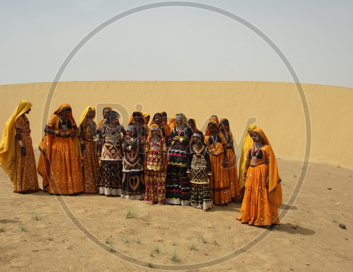 Rajasthani women in a Desert.