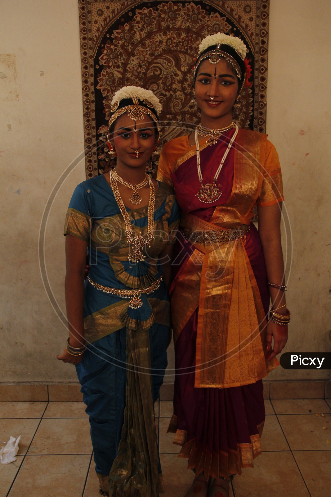 Indian Girls On a Traditional attire For Performing The Classical  Dance Art