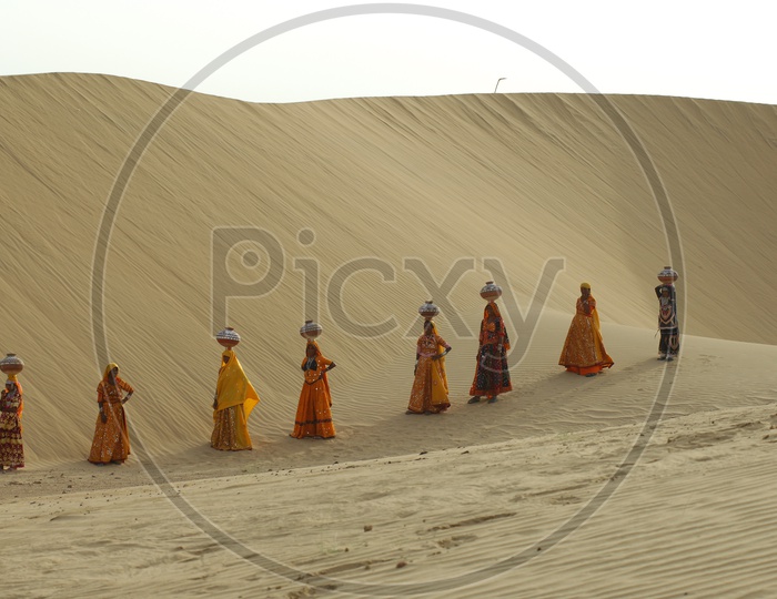 Indian women in rajasthani dressing attire