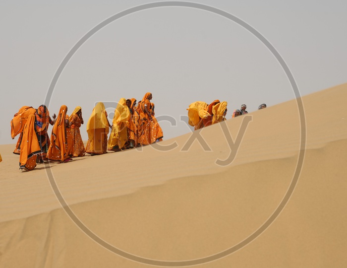 Rajasthani woman in a desert