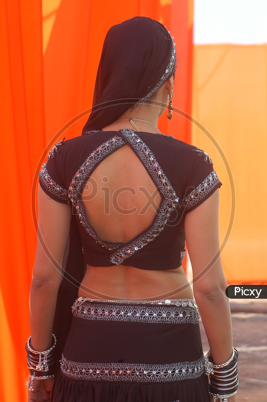 Rear view of Indian Female Model