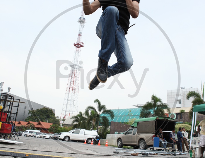 Fighter doing Stunts  in a Action Sequence In Movie