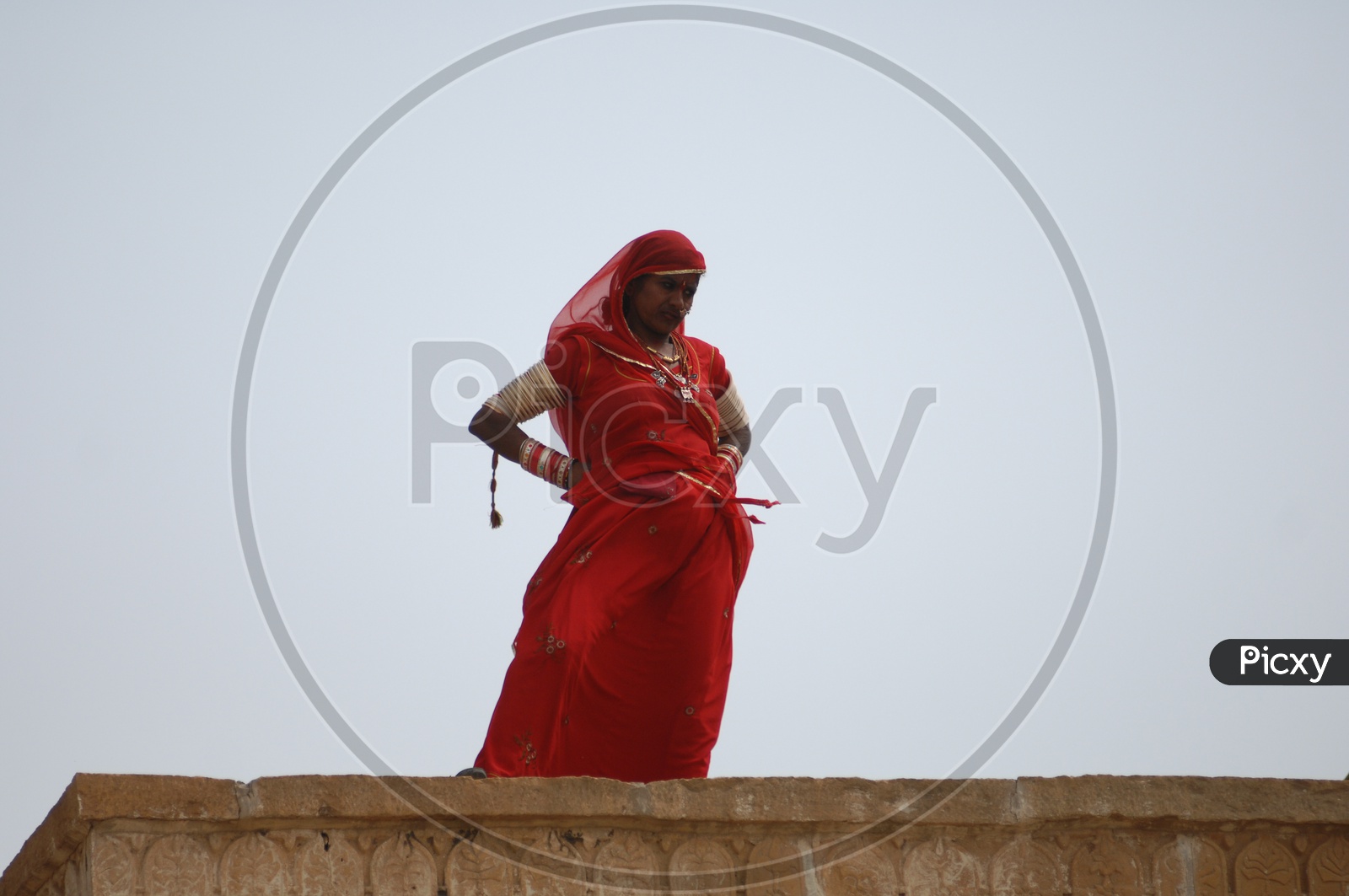 Indian Rajasthani  Woman  at lake