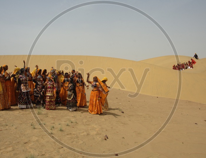 Rajasthani women in a Desert
