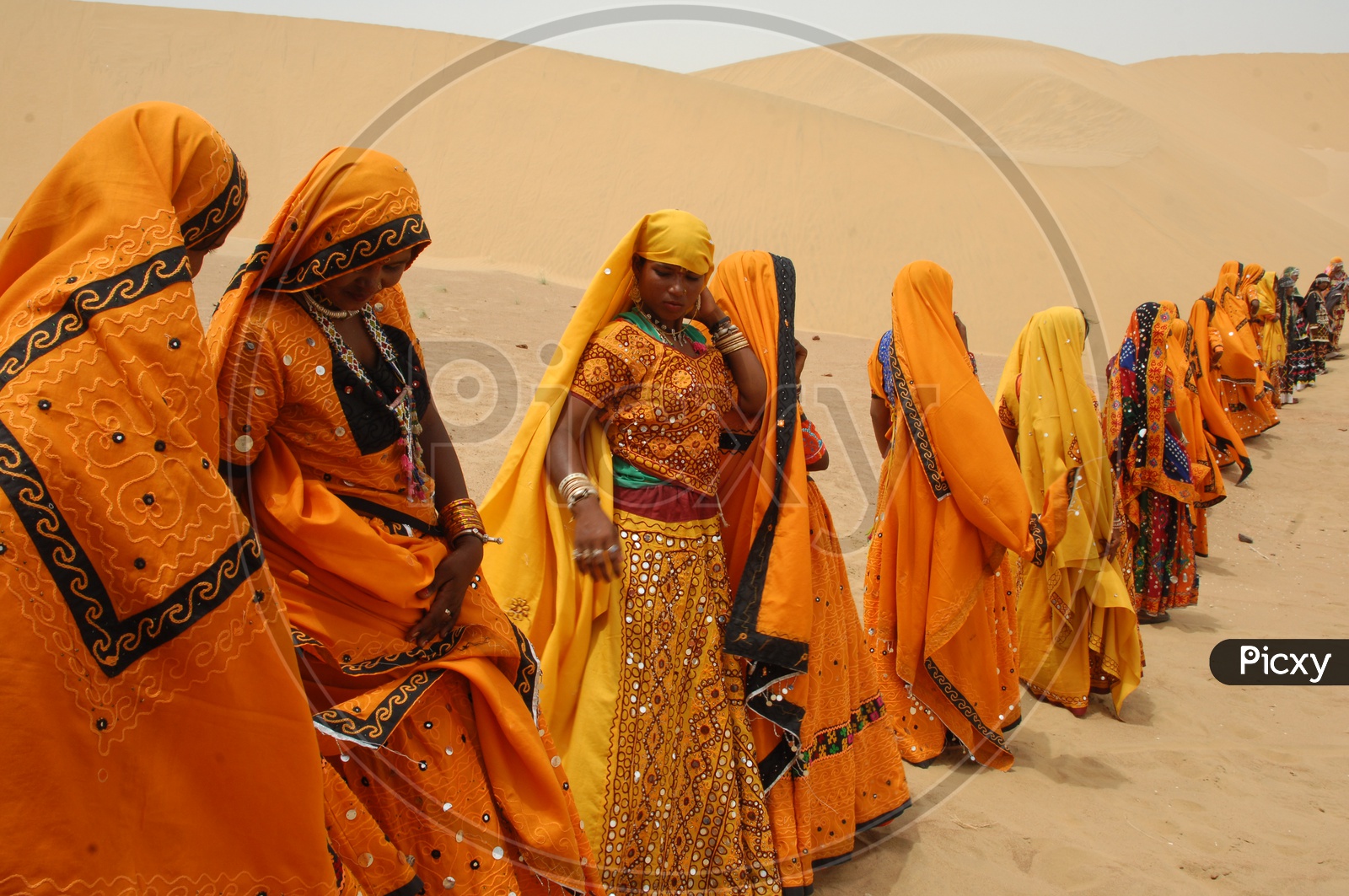 Rajasthani women in Desert Sand dunes