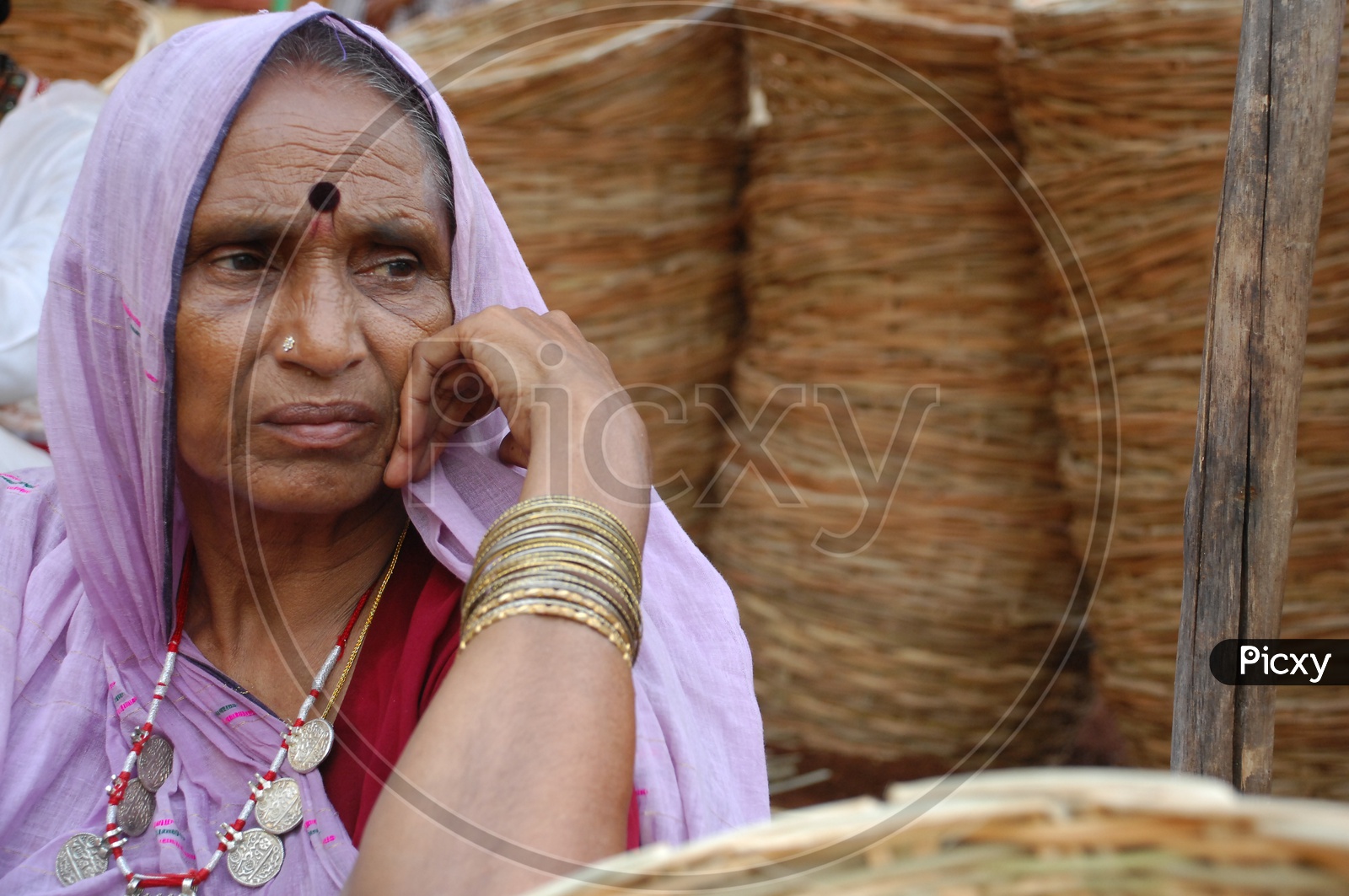 Indian woman with a distressed look