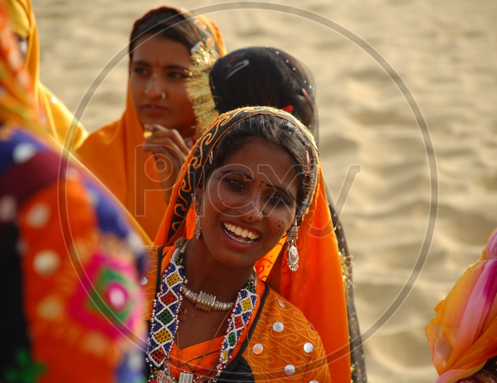 Indian woman in rajasthani dressing attire