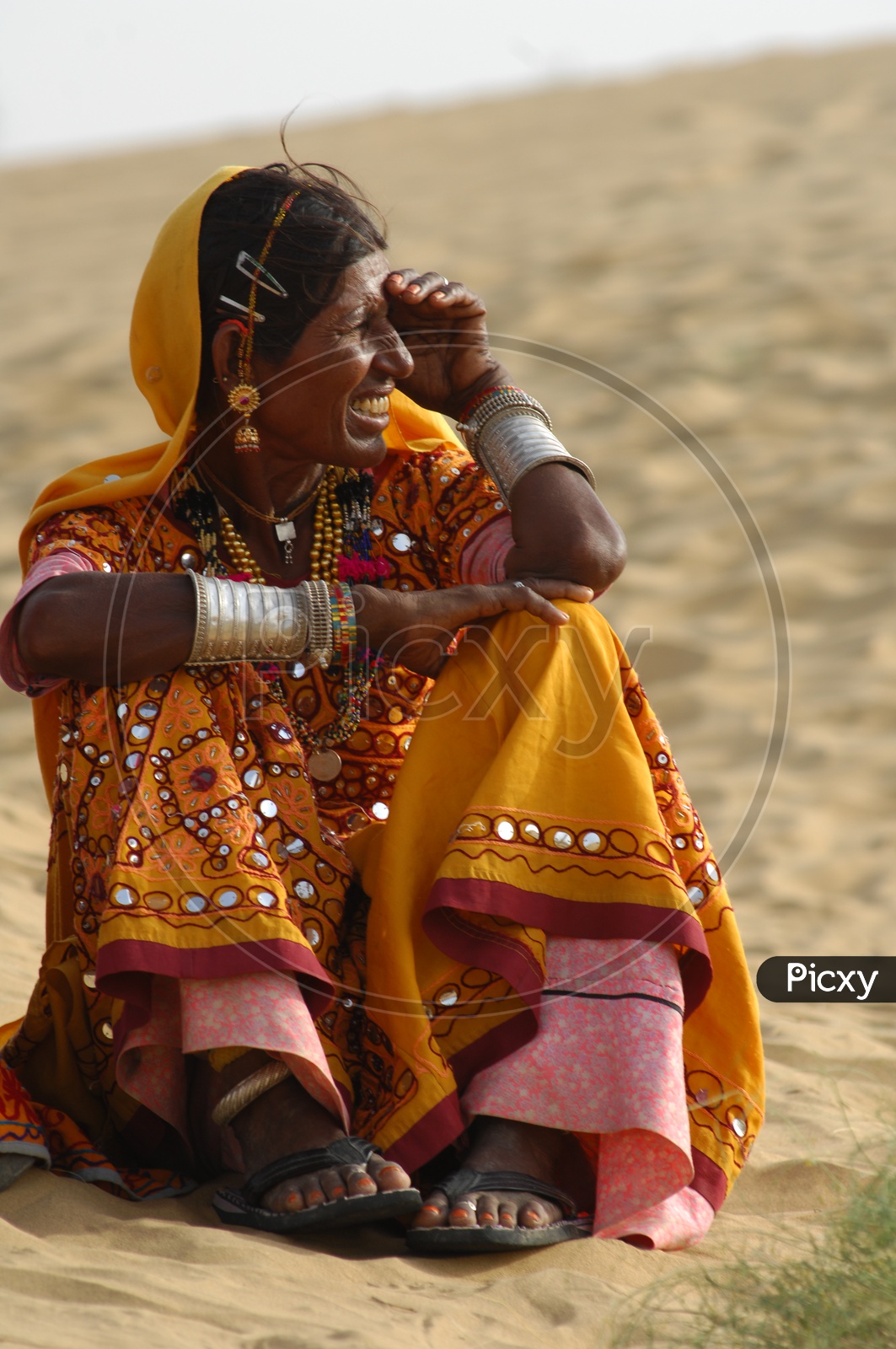 Indian woman in rajasthani dressing attire