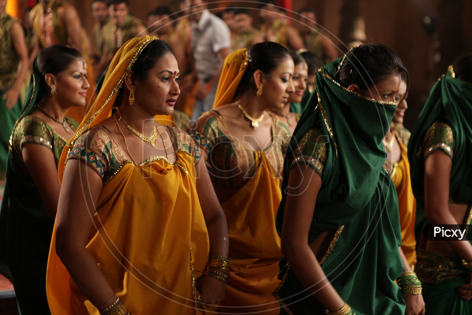 Indian woman  Dancers In A Movie Shooting