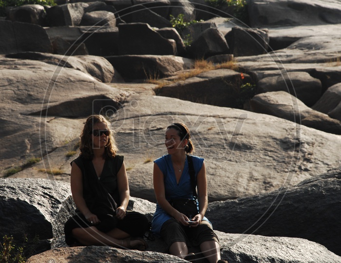 Foreign women visiting indian heritage places