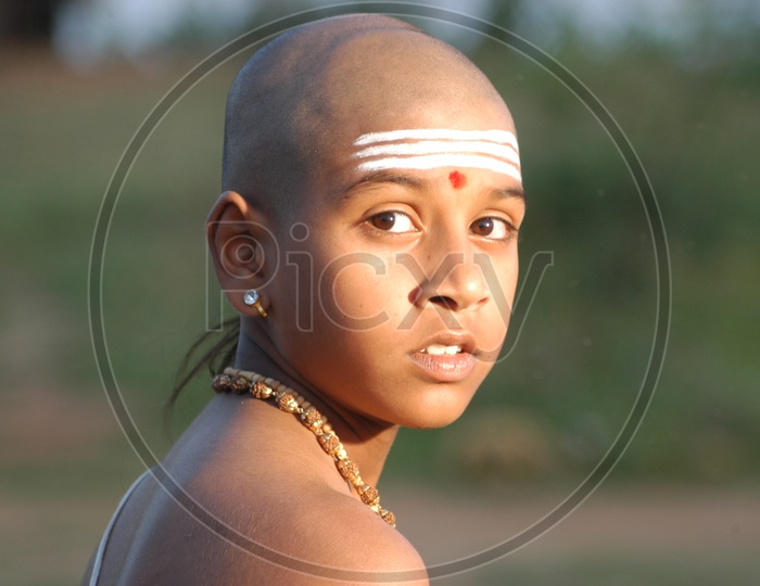 Indian Boy in Hindu Priest Getup