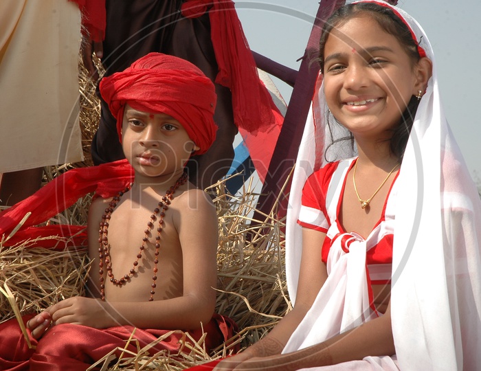Indian Children in Getups For a Song Shooting in a movie