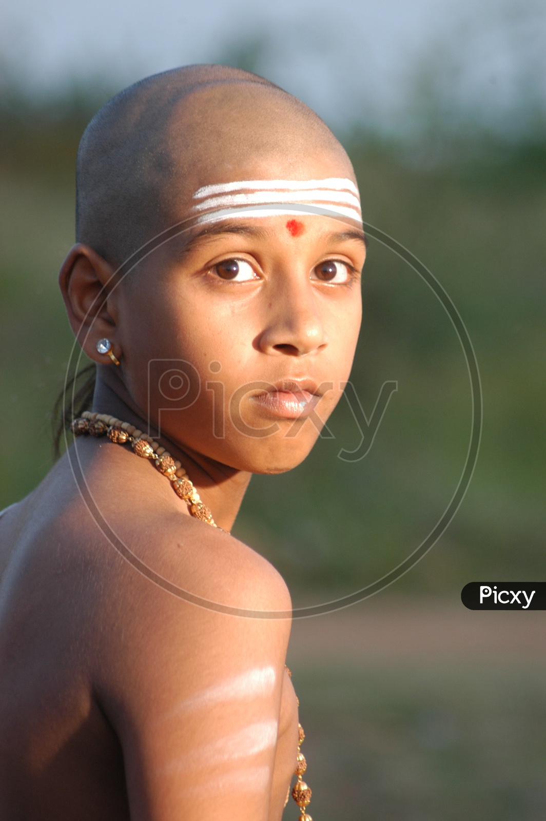 Indian Boy in Hindu Priest Getup